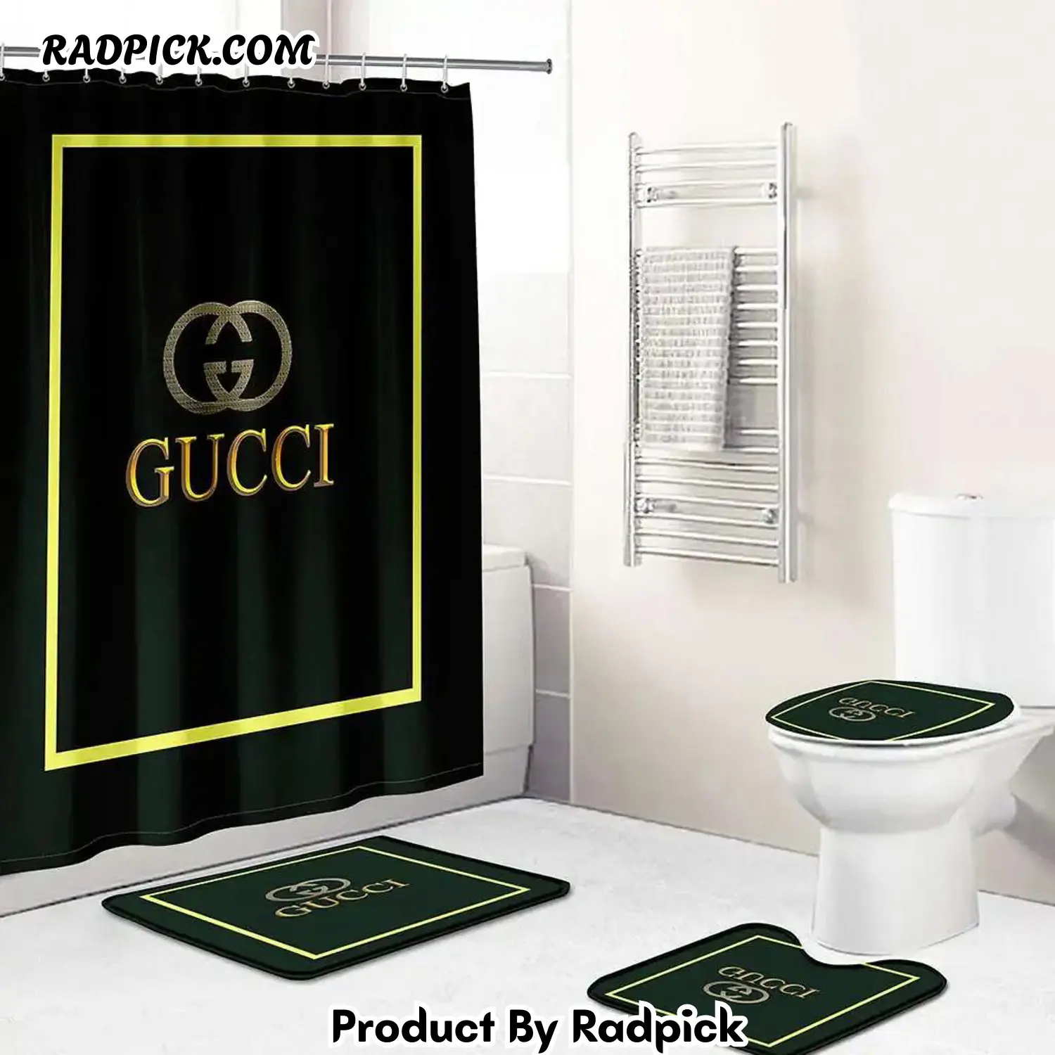 Gucci bathroom set yellow and black full shower curtain 180 bathroom set rp387789